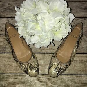 Stuart Weitzman Snake Print Metallic Ballet Flats